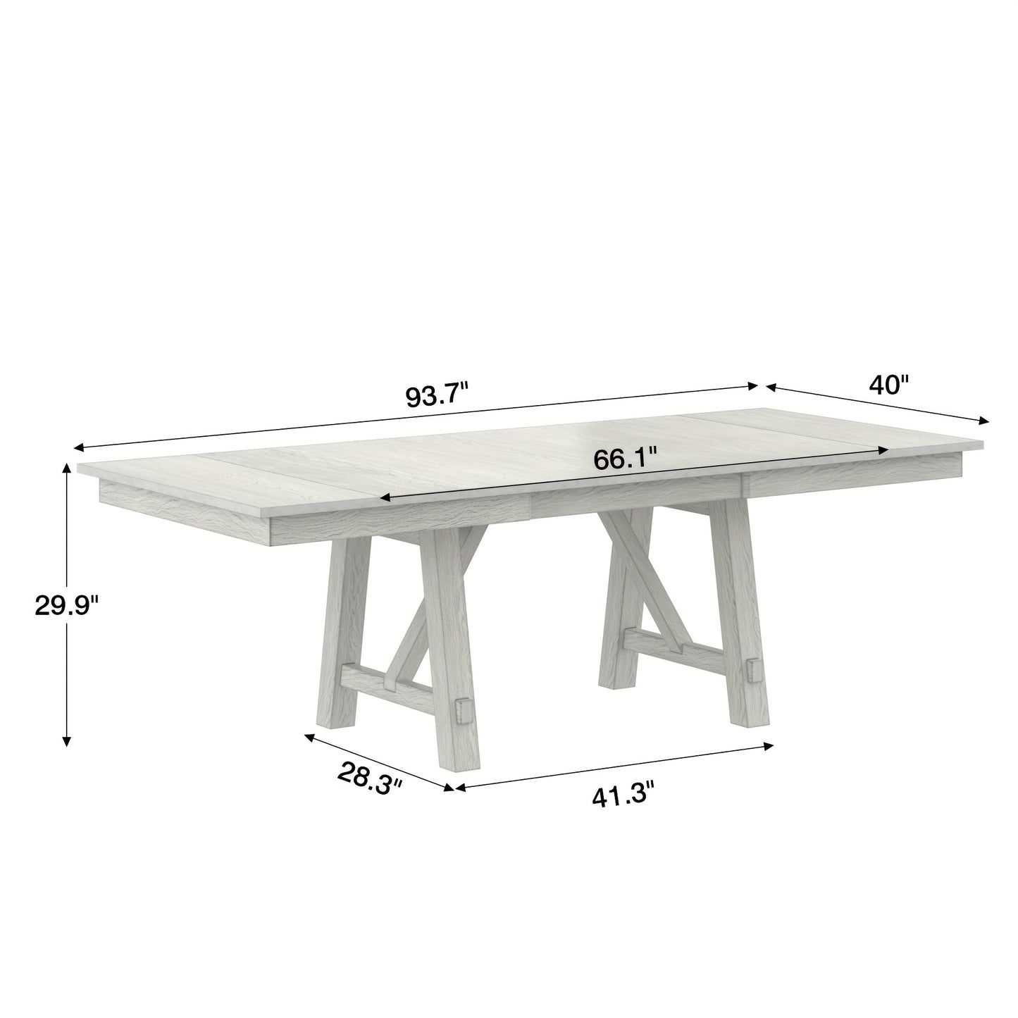Extendable Dining Table for 6 & 8 - Solid Rubberwood Modern Farmhouse Expandable Table, 250lb Weight Capacity, Easy Assembly Rustic Kitchen & Dining Room Conference Table